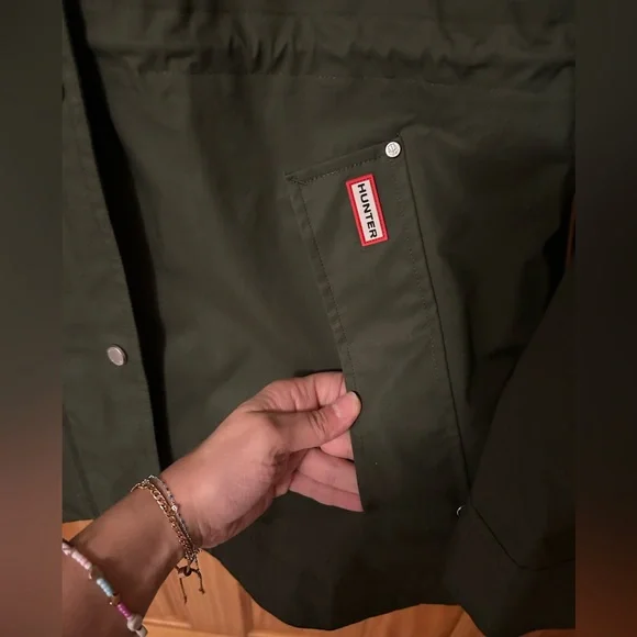 🆕 NWT Hunter Adela cotton canvas rain jacket in hunter green - Picture 10 of 15